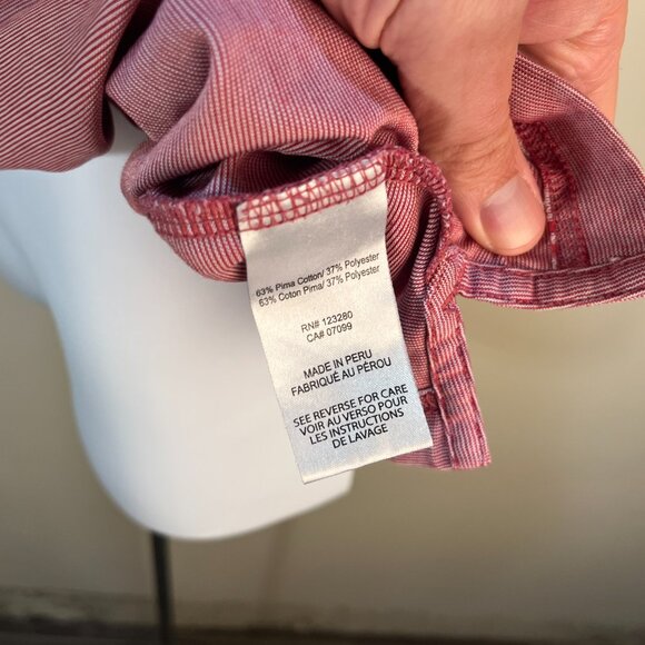 Travis Mathew Men's red and white striped short sleeve golf polo shirt Medium M - Picture 4 of 6